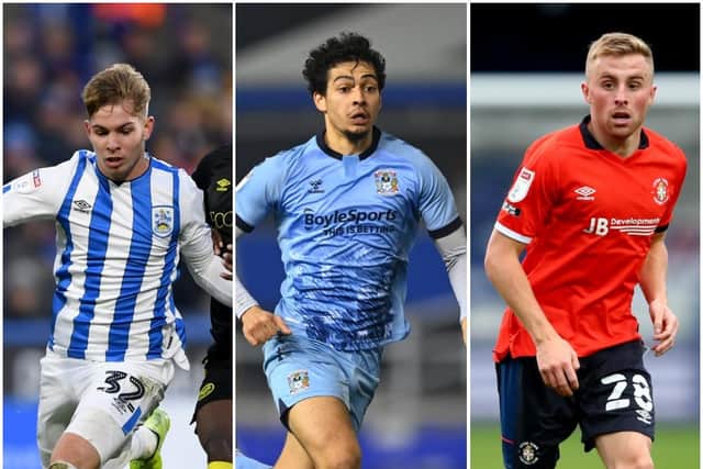Danny Cowley's former loans, from left, Emile Smith Rowe, Tyler Walker and Joe Morrell.