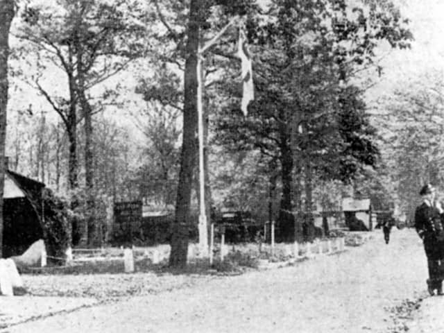With the white ensign rigged on the gaff of the flagpole, this was the path leading through Stockheath Naval Camp. Picture: The News archive