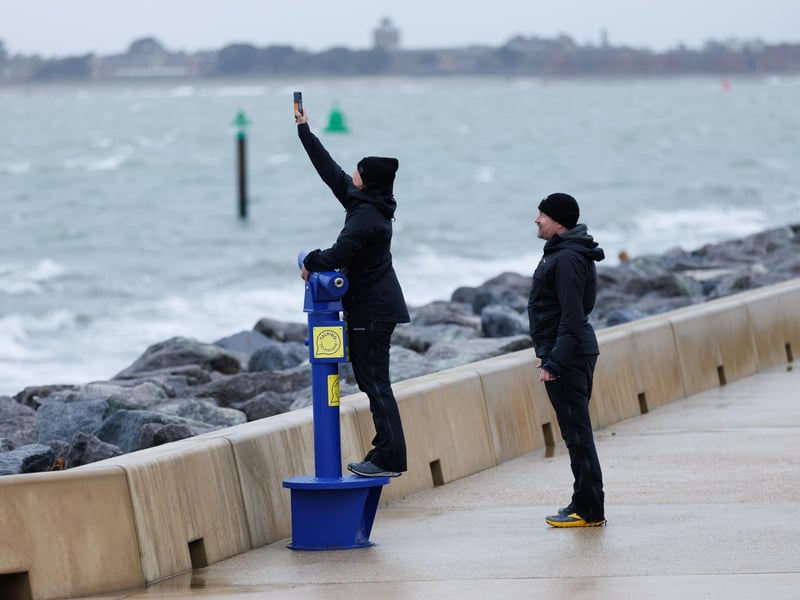 It was a quieter day than expected in Southsea with only a few hardy walkers and runners venturing out into the wind and rain.