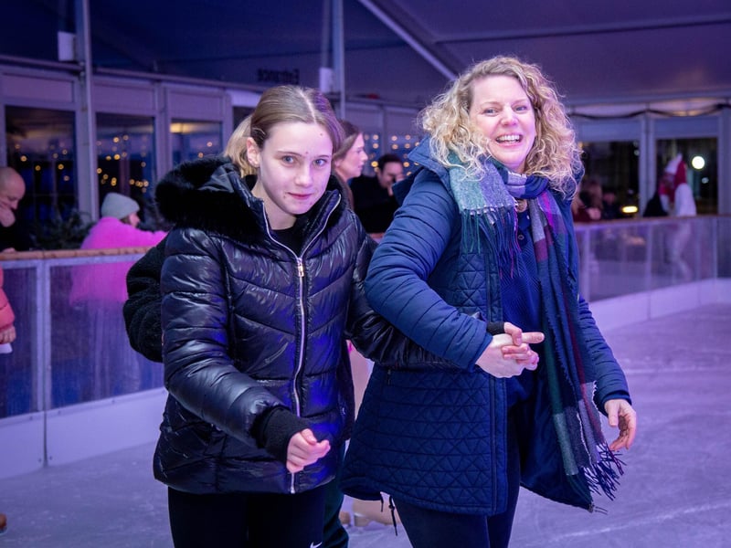 Launch night of Portsmouth On Ice 2023 at Portsmouth Guildhall Walk on Friday 24th of Novermber 2023
Pictured: People skating on ice
Picture: Habibur Rahman