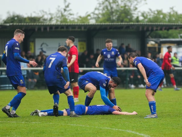 Baffins celebrate a goal. Picture by Nathan Lipsham