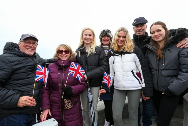 The Smythe family from Lincolnshire at the top of the Round Tower, Old Portsmouth. Picture: Chris  Moorhouse (260324-03)