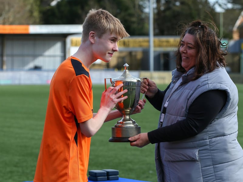 Ethan  Chappell is presented with the cup. Picture: Chris Moorhouse