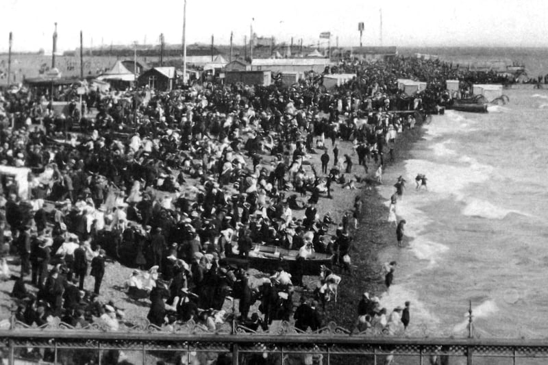 A crowded Southsea beach on Regatta Day circa 1910.