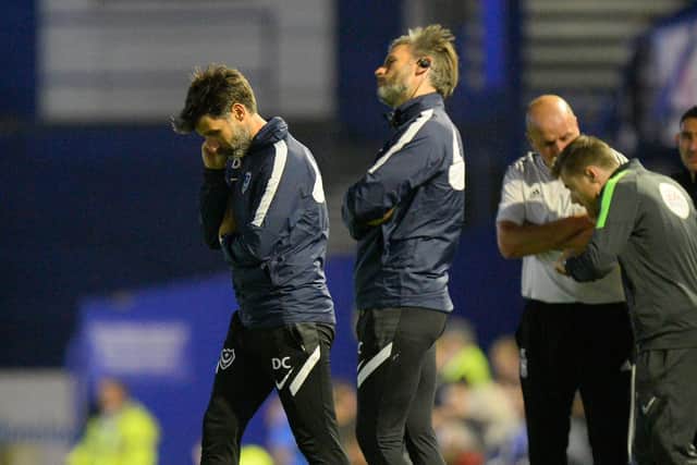 Danny Cowley will need to find the solutions that will turn Pompey's fortunes around after falling to defeat against Ipswich.   Picture: Graham Hunt/ProSportsImages