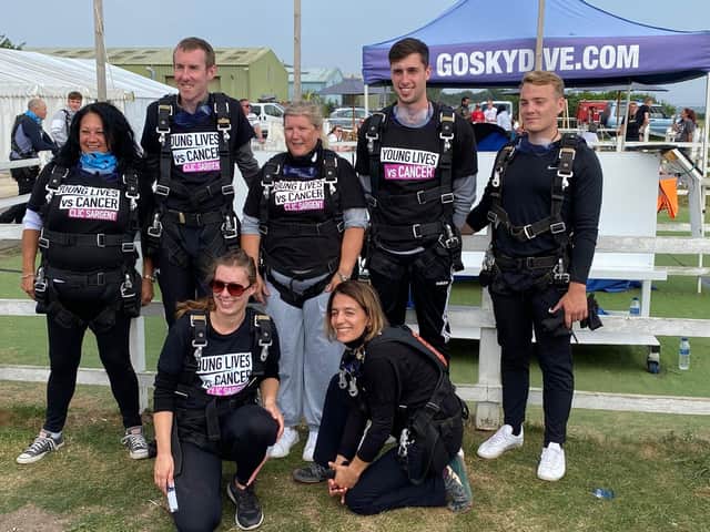 A team skydived to raise money in memory of Bradley Coombes.
Picturerd back row left to right - Natalie Jutla, Tim Godfrey, Caroline Mousdale, Callum Spencer and Ben Holt
Front row left to right - Abigail Taylor and Amalia Gomez Lopez.