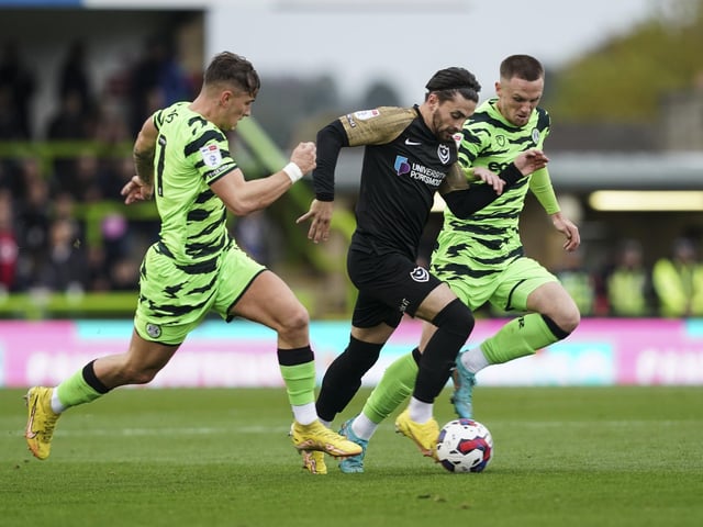 Owen Dale drives forward in Pompey's clash at Forest Green Rovers. Picture: Jason Brown/ProSportsImages