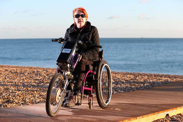 Laura Collinson on the wheelchair access ramp to the sea at Southsea seafront
Picture: Chris Moorhouse (jpns 251121-21)