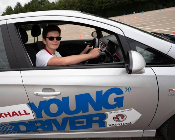 Daniel Roper behind the wheel at the Young Driver Challenge.