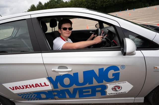 Daniel Roper behind the wheel at the Young Driver Challenge.