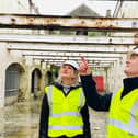 Gosport MP, Dame Caroline Dineage with UK Docks' Ben Mason at the derelict former Rum Store.