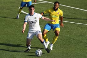 James Roberts, left, scored Hawks' winner at Tonbridge Angels. Picture: Dave Haines.