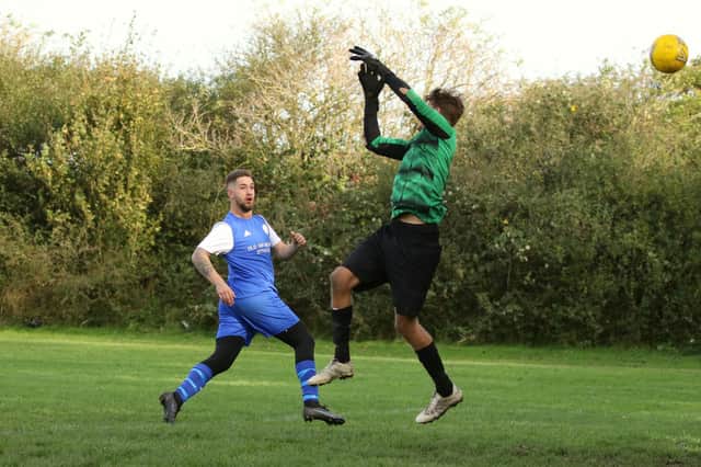 Bransbury score during their Hampshire Sunday Vase win over Fratton Trades. Picture: Kevin Shipp