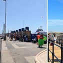 Left: Passengers queuing for the hovercraft in Southsea.
Right: Ferry passengers arriving in Ryde.
