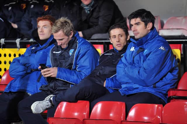 Richard Hughes and Michael Brown had to sit out the New Year's Day 2011 match at Watford through contractual problems. Picture: Steve Reid