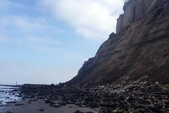 The cliff face following a rock fall at Shanklin on the Isle of Wight. Picture: Ventnor Coastguard Rescue Team/PA Wire