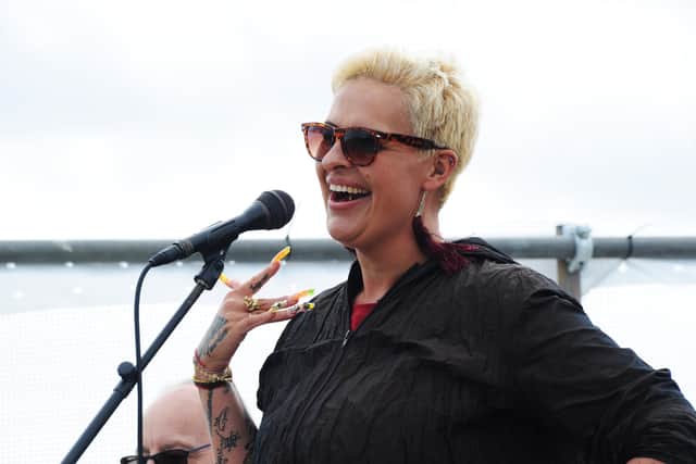 Emiliyah Witkiewicz, lead singer of Emiliyah and The MightyZ All Stars, at the Pompey Punk'n'Roll at The Pier, August 2021. Picture by Paul Windsor