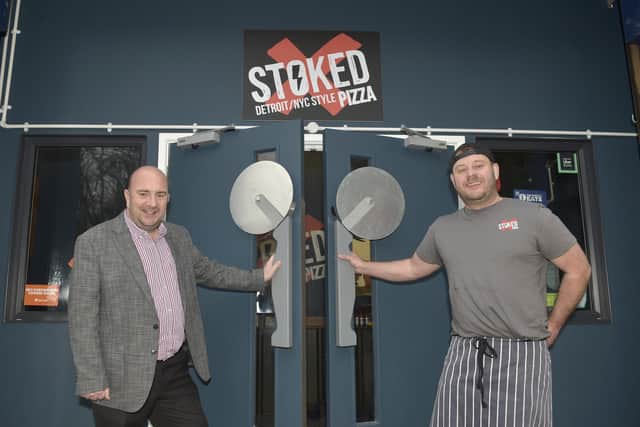 Cllr Steve Pitt, left, with Stoked Pizza owner Greg Tonks 
Picture: Sarah Standing