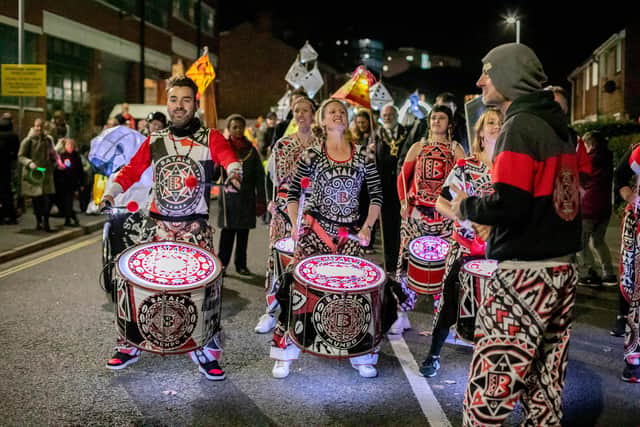 Festival of Light Lantern Parade at Fratton, Portsmouth on Friday 18th November 2022
Pictured: Batala band leading the parade from Victory Business Centre
Picture: Habibur Rahman