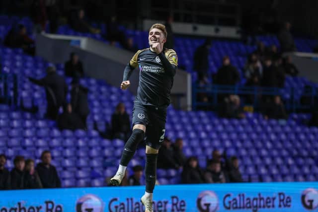 Zak Swanson celebrates his goal at Ipswich.