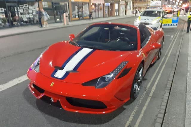 The Ferrari 458 stopped by police. Picture: Hampshire Specials.