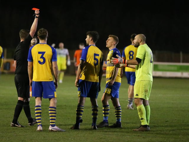 A Laverstock player is sent off. Picture by Nathan Lipsham