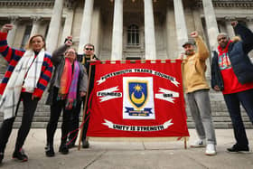 A previous cost of living crisis protest held at Guildhall Sqaure. From left, Anna Lilley, Michelle Lincoln, chair of Portsmouth Trades council Jon Woods, Mark Sage and Khalid Sidahmed. Picture: Chris Moorhouse (jpns 020422-38)