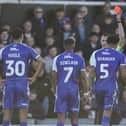 Referee James Bell shows Bristol Rovers defender Jarell Quansah a red card following an altercation with Pompey midfielder Joe Morrell during the Blues' trip to the Memorial Stadium last month.