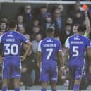 Referee James Bell shows Bristol Rovers defender Jarell Quansah a red card following an altercation with Pompey midfielder Joe Morrell during the Blues' trip to the Memorial Stadium last month.