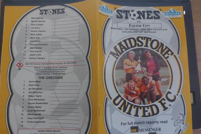 The Maidstone v Exeter City programme from the Leyland Daf Trophy Southern Area Quarter Final, February 1990.
