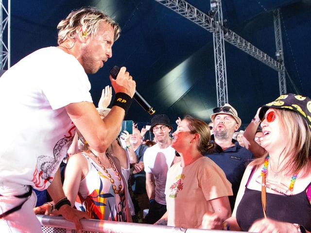 Rick Parfitt Jr sings to fans at The Big Top, Isle Of Wight Festival 2022