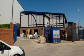 The south east corner of Fratton Park with mock Tudor cladding on the new Milton End.

Picture: Habibur Rahman