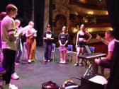 Eager school leavers on stage at the stunning King's Theatre