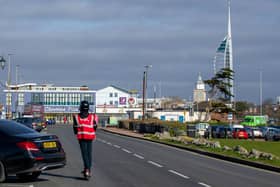 A safety conscious e-scooter rider in Southsea
Picture: Habibur Rahman