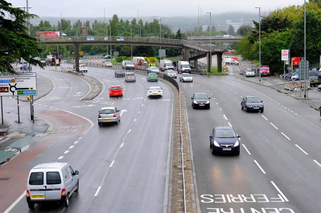 The approach to the Portsbridge Roundabout from the south, which will see changes to the bus priorities
Picture: Allan Hutchings (122278-576)