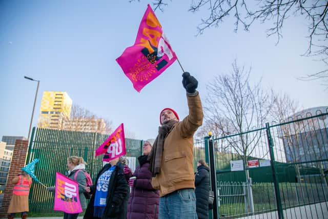 School strikes across Portsmouth on Thursday 2nd March 2023Pictured: Teachers on strike at Ark Charter Academy, PortsmouthPicture: Habibur Rahman