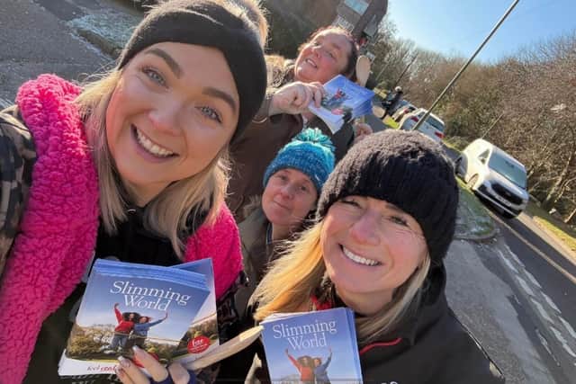 Kerry out leafleting with both consultants Sam and Andi.