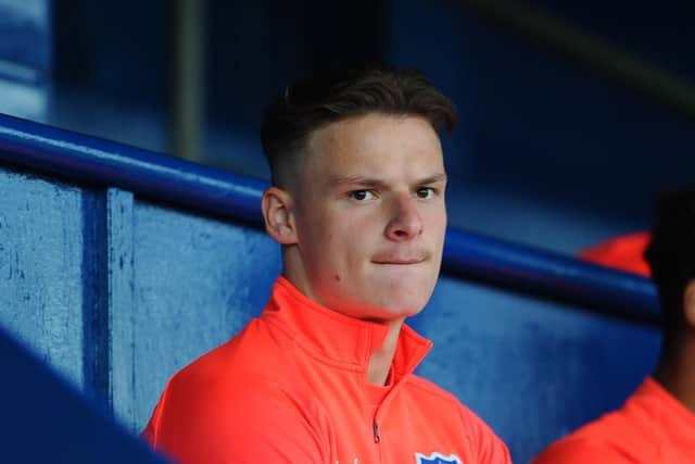 New Pompey signing Cameron Pring watched from Privett Park stands before his second-half entrance. Picture: Sarah Standing (010920-6395)