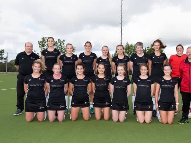 Champions! Fareham Ladies. Back row (from left): Stephen Morse (manager), Rachael Clark, Hannah Simon, Heather Batten, Emily Denham, Kiera Denham, Laura Pendleton, Georgia Collins, Ange Cryne. Front: Hayley Wood, Hannah Oldham, Sophie Raymond, Lydia Rosewell (captain), Tara Lemon, Vicky Field, Lydia Jackson, Steve Lemon (coach)