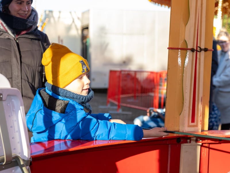 Pictured - Noah Nolan-Whitfield, six, from Cosham, trying his hand at hook-a-duck.
