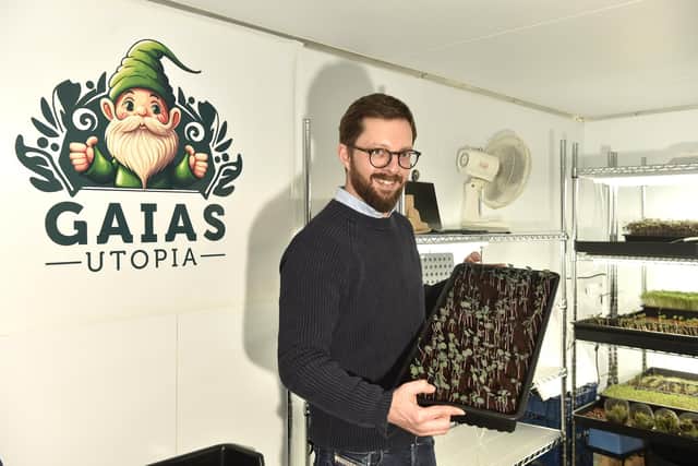 Adam Brown from Portsmouth, owner of Gaia's Utopia Ltd, a microgreens indoor farm he set up in January 2023.
Picture: Sarah Standing