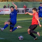 Fareham (red) v Baffins Milton Rovers. Picture: Mike Cooter