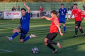 Fareham (red) v Baffins Milton Rovers. Picture: Mike Cooter