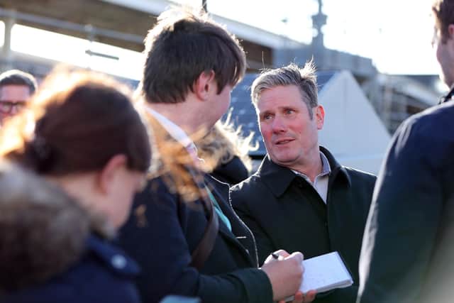 Visit of Labour leadership contender Sir Keir Starmer to Portsmouth. He is pictured at the Brompton dock at the Hard speaking to reporters.
Picture: Chris Moorhouse (290220-57)