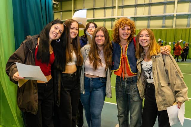 Lucy Mandiwall, Emilie Rayner-kerr, Paige Carter-Miller, Lizzy Masson, Amy Grima with GCSE results. Picture: Matthew Clark
