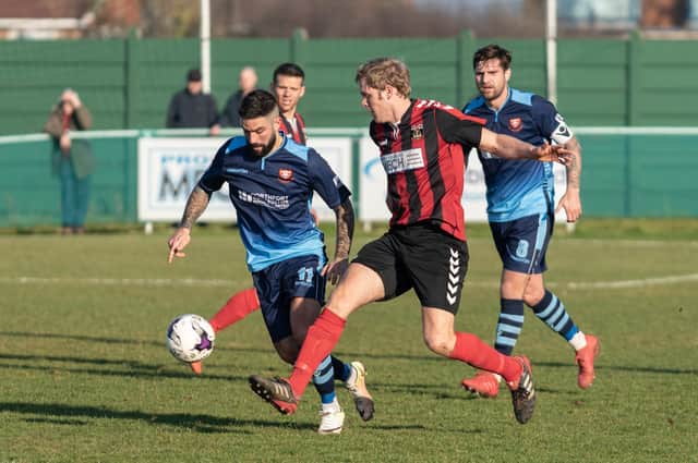 Simon Woods, right, made his US Portsmouth debut in the defeat at Christchurch. Picture: Vernon Nash (230219-124)