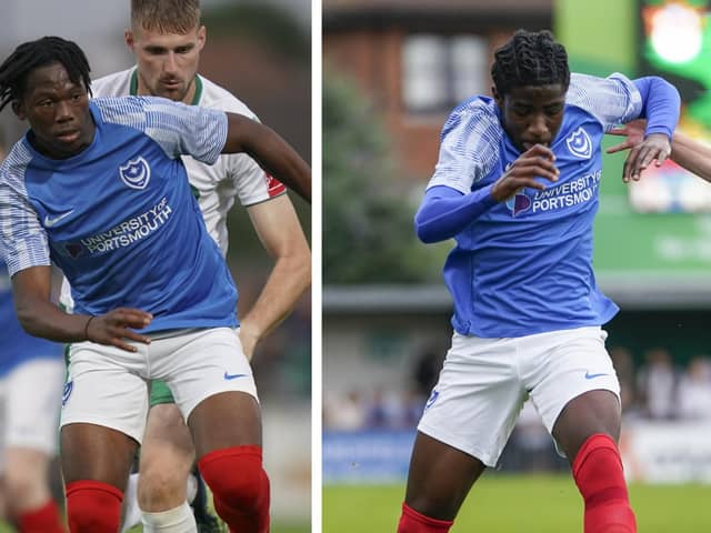 Pompey academy talents Sam Folarin and Koby Mottoh played at Bognor last night. Picture: Jason Brown.