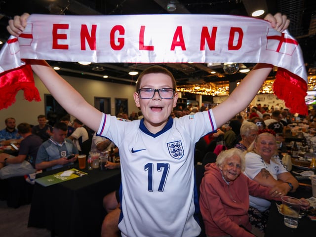 Fans watch Netherlands v England, UEFA Euros 2024 semi-final played in Dortmund, at Village Hotel, Lakeshore Drive, CoshamPicture: Chris  Moorhouse (100724-068)