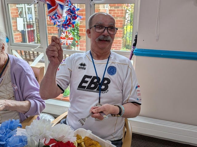 RCC resident Phil enjoys his fish and chips