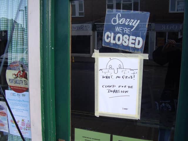 Wartime character Mr. Chad has appeared on 19 Fourteas tea room in Havant while it is closed